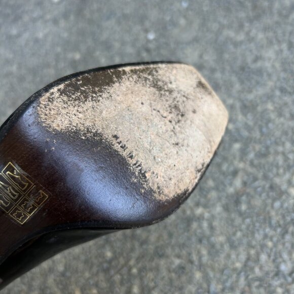 Stuart Weitzman Black Patent Leather Peep Toe Heels Size 6.5 M - Picture 6 of 16